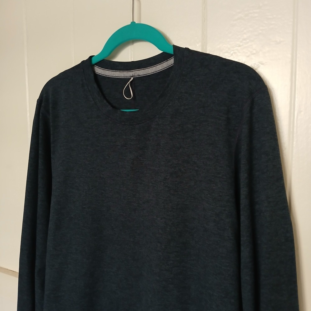Lululemon Heavyweight Cotton Long Sleeve Crew Shirt Men's Large Navy Heather - Picture 3 of 11